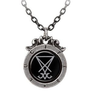 Alchemy Gothic Seal of Lucifer Pendant Black Circle Symbols Necklace NWT